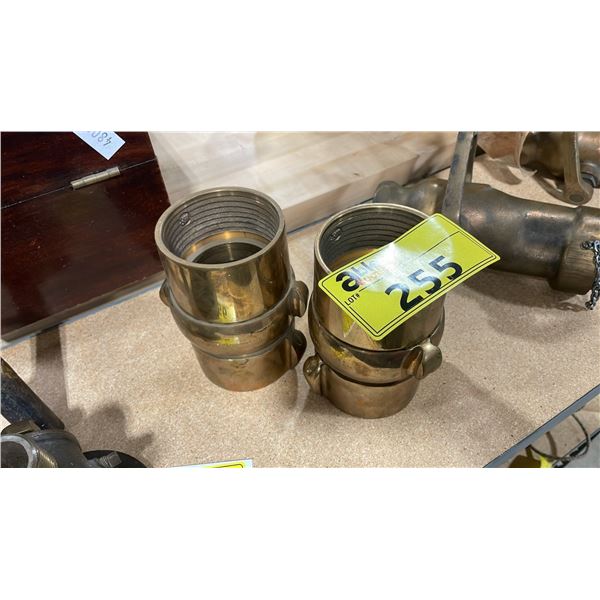 PAIR OF AKRON MFG INDUSTRIAL BRASS FIRE HOSE COUPLINGS