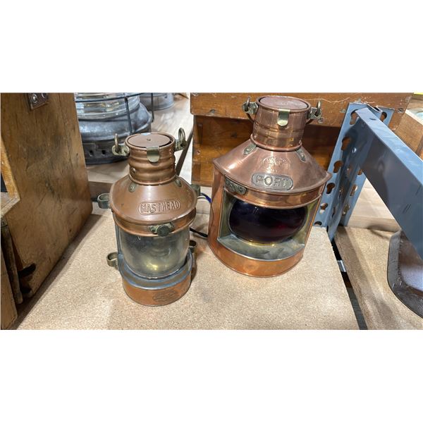 TUNG WOO SMALL VINTAGE COPPER LANTERN & HOP FATCHEONG PORT COPPER LANTERN