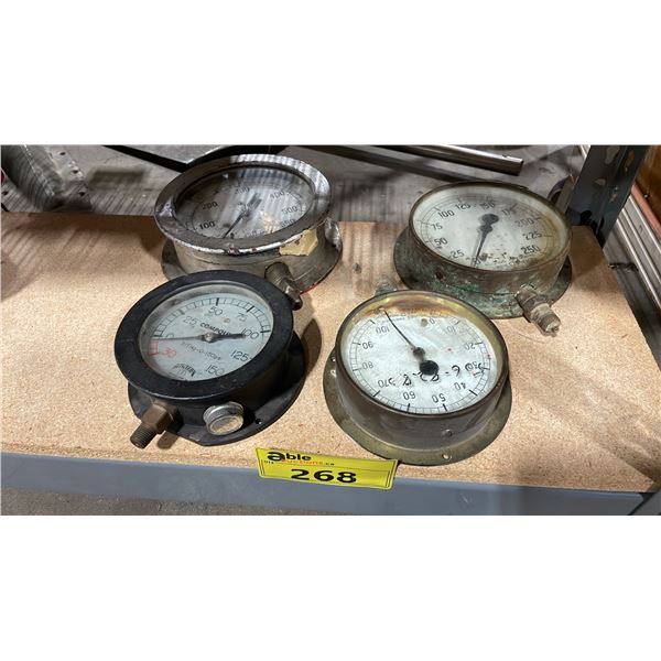 4 ASSORTED VINTAGE PRESSURE GAUGES
