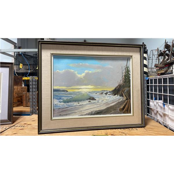 ROBERT E.WOODS FRAMED OIL ON CANVAS PAINTING APPROX 31" X 27"