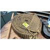 Image 2 : LARGE ROLL OF VINTAGE NAUTICAL BRAIDED ROPE, PULLEY HANDLE & 3 VINTAGE PULLEYS