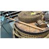 Image 6 : LARGE ROLL OF VINTAGE NAUTICAL BRAIDED ROPE, PULLEY HANDLE & 3 VINTAGE PULLEYS
