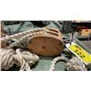 Image 2 : 2 VINTAGE MARITIME WOODEN BLOCK PULLEYS