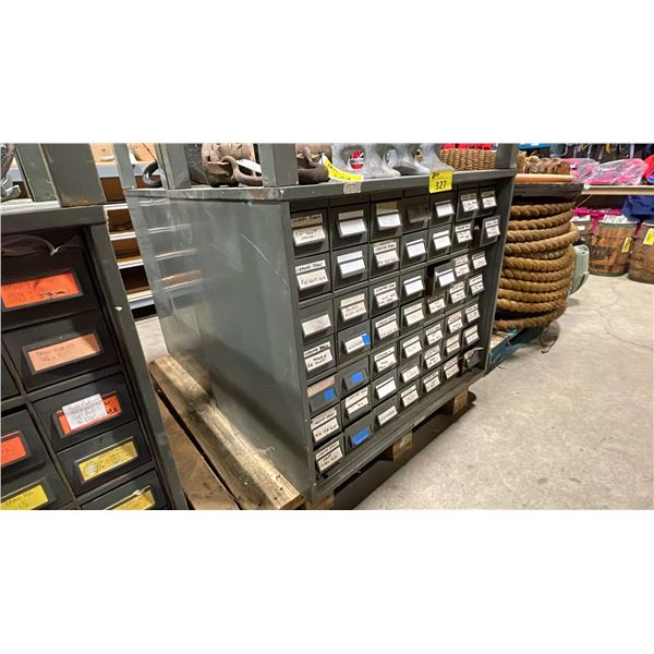 49 DRAWER GREEN METAL PARTS CABINET FULL OF ASSORTED VINTAGE HARDWARE