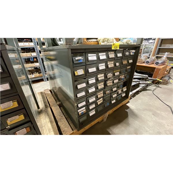 49 DRAWER GREEN METAL PARTS CABINET FULL OF ASSORTED VINTAGE HARDWARE