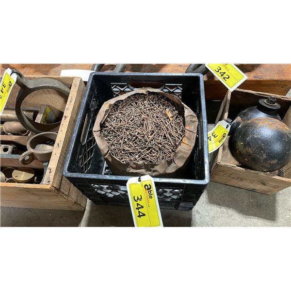 HEAVY BUCKET OF VINTAGE MARINE COPPER NAILS