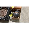 Image 1 : PAIR OF CAST IRON BINNACLE BALLS/QUADRANTAL SPHERES IN WOODEN CRATE