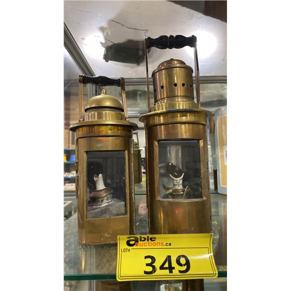 2 VINTAGE BRASS OIL LANTERNS