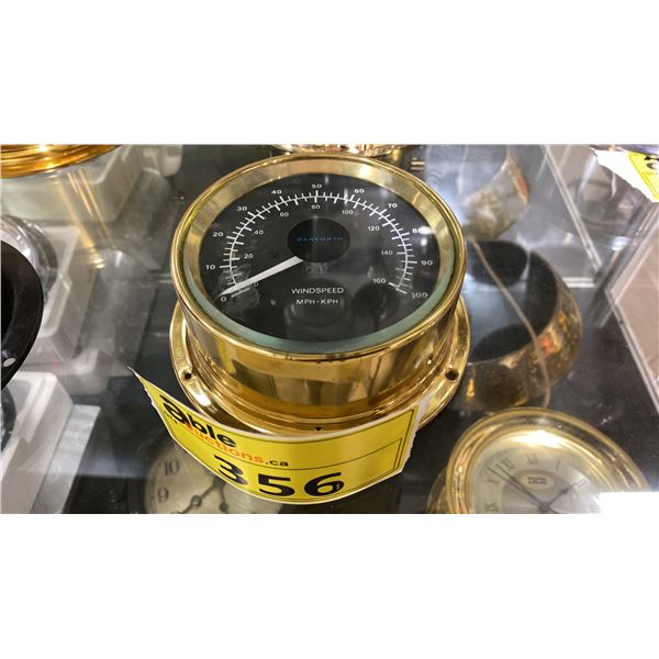DANFORTH VINTAGE BRASS WINDSPEED GAUGE