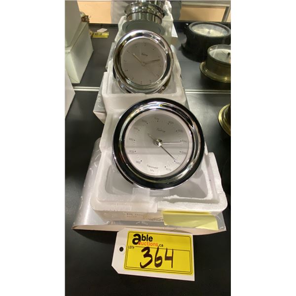 VICTORY #BA1135C DUAL SCALE CHROME "AMERICA" 4" BAROMETER & VICTORY #BA1137C CHROME "AMERICA" 4"