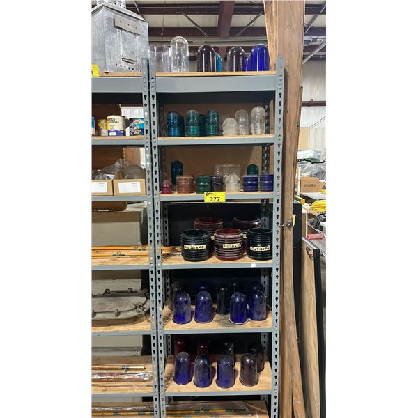 6 SHELVES OF ASSORTED VINTAGE LANTERN LENSE