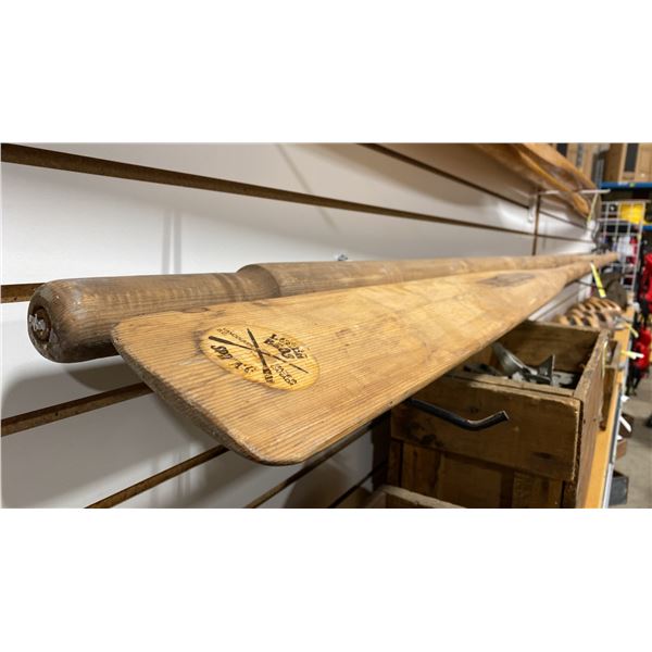 PAIR OF VINTAGE SINGLE WOOD SHIP OARS APPROX 10' 11"