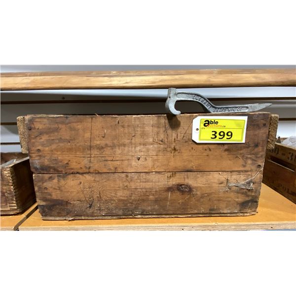 WOODEN CRATE OF VINTAGE ELKHART BRASS SPANNER WRENCHES