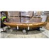 Image 1 : 14' HANDCRAFTED WOODEN DOUBLE ROWING TENDER BOAT WITH 2 SETS OF OARS & MOBILE WHEEL STAND