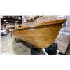 Image 8 : 14' HANDCRAFTED WOODEN DOUBLE ROWING TENDER BOAT WITH 2 SETS OF OARS & MOBILE WHEEL STAND