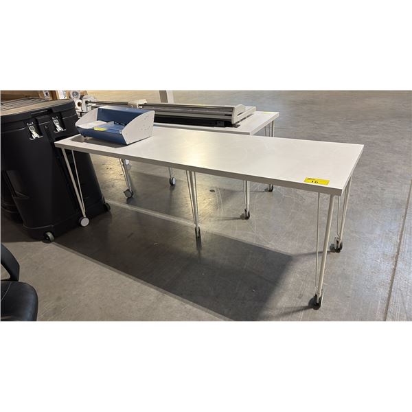 WHITE 78" X 24" MOBILE TABLE