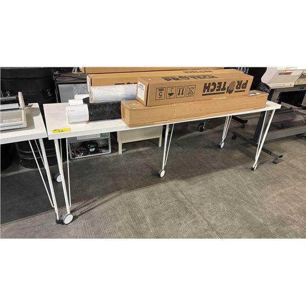 WHITE 78" X 24" MOBILE TABLE