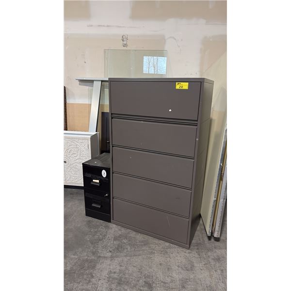 DARK GREY 5DR LATERAL FILE CABINET AND BLACK 2DR FILE CABINET