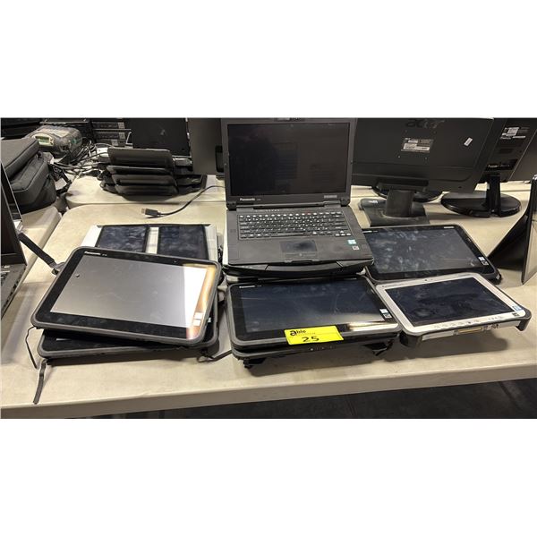 LOT OF ASSORTED TOUGHBOOK, TOUGH PAD AND 2 SAMSUNG ANDROID TABLETS - NO HDD