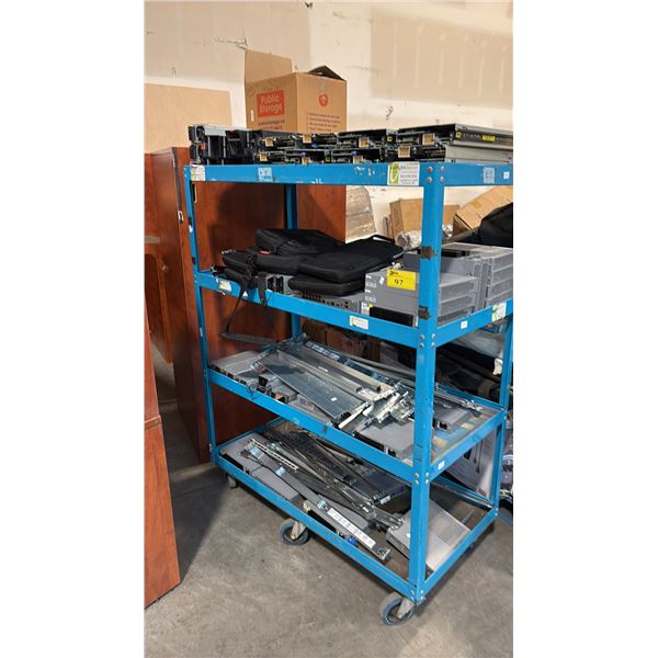 RACK OF MISC NETWORK SWITCHES AND MORE (RACK NOT INCLUDED)