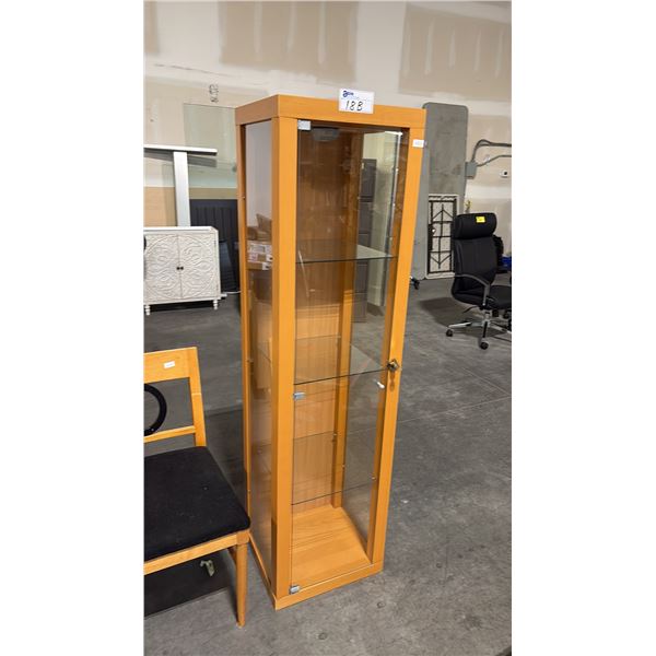 MAPLE DISPLAY CABINET W/ KEY 66" IN HEIGHT