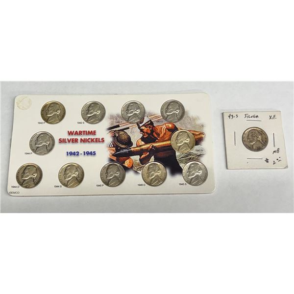 WAR NICKELS - LOT OF 12 - COMPLETE MINT SETS FOR ALL FOUR YEARS! (EXCEPT 1942D PLUS EXTRA 1943S)