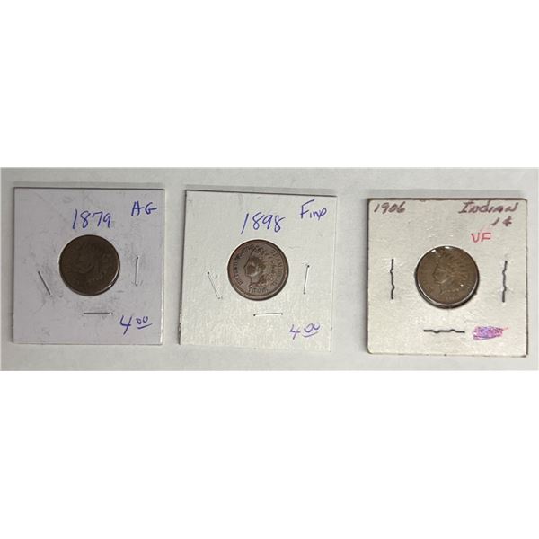 INDIAN HEAD CENTS - 1879, 1898, 1906