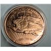Image 2 : COPPER BULLION ROUND - 1 AVDP OUNCE .999 FINE COPPER SAINT GAUDENS $20 REPLICA IN COPPER BULLION