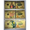 Image 1 : $100 NOVELTY 24K .9999 GOLD PLATED FOIL NOTES - SPONGEBOB'S FRIENDS (X3)
