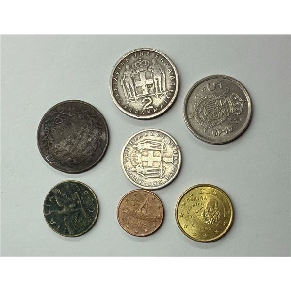 FOREIGN COINS - GREECE, ITALY, SPAIN