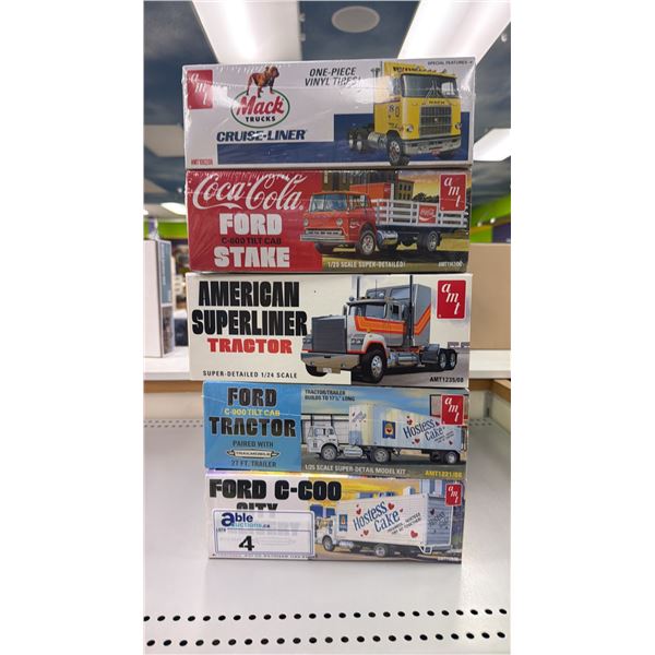 (5) ASSORTED AMI MODEL TRUCK SETS INCLUDING; COCA COLA FORD C-600 TILT CAR STAKE, AMERICAN