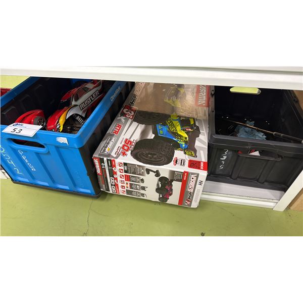 SHELF OF ASSORTED RC CARS & MORE