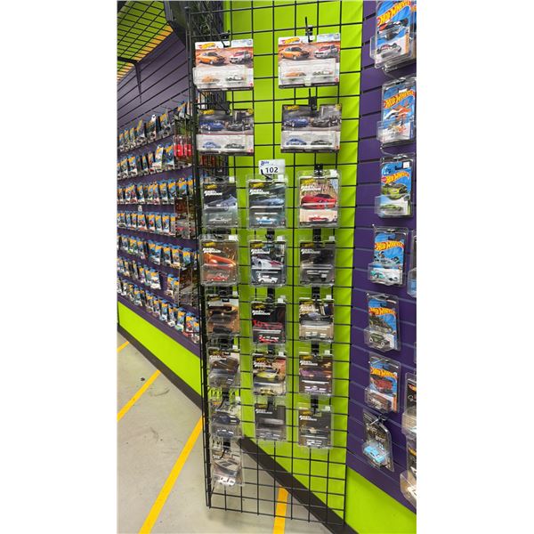 WALL OF ASSORTED HOT WHEELS CARS