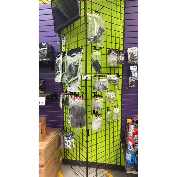 DISPLAY RACK OF ASSORTED MODEL VEHICLE ACCESSORIES (RACK NOT INCLUDED)