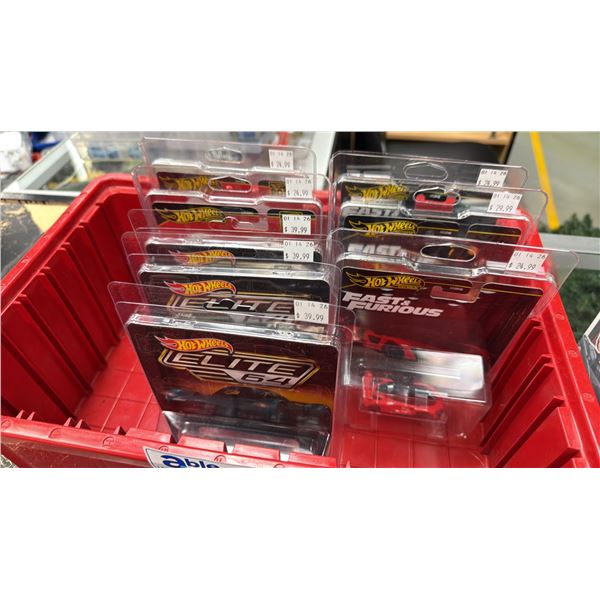 BIN OF ASSORTED HOT WHEELS ELITE 64 & FAST & FURIOUS CARS