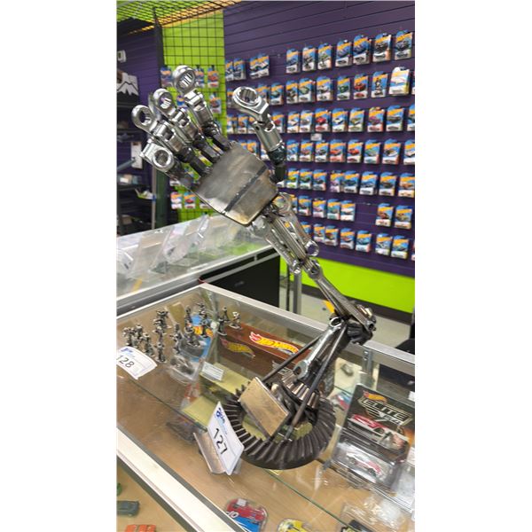 WELDED TOOLS & PARTS "DIESEL SHOPBOY" ARM FIGURE ON STAND