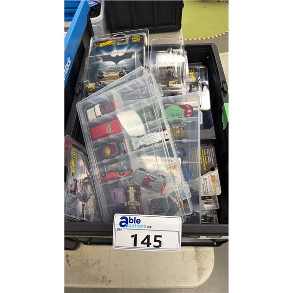 BIN OF ASSORTED SCALE MODEL CARS