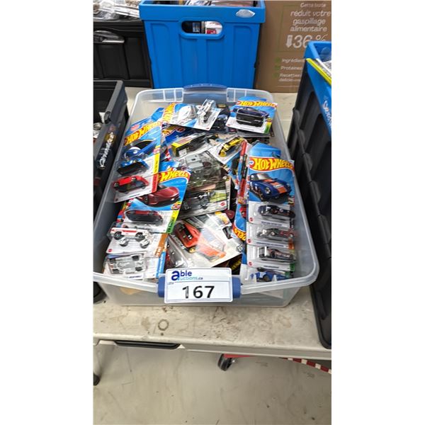 BIN OF ASSORTED HOT WHEELS CARS