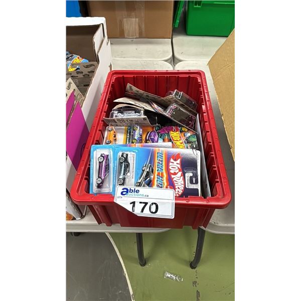 BIN OF ASSORTED HOT WHEELS CARS