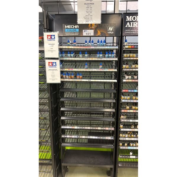 RACK OF ASSORTED VALLEJO MECHA COLOR WATERBASED ACRYLIC AIRBRUSH COLORS FOR PAINTING MECHAS