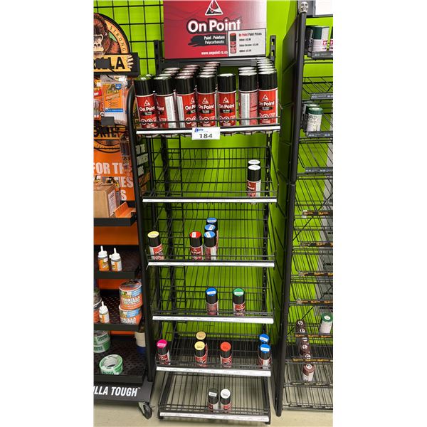 RACK OF ASSORTED ON POINT POLYCARBONATE R/C PAINTS *RACK INCLUDED*