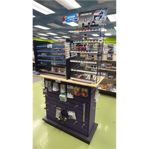DISPLAY RACK OF ASSORTED VALLEJO AV PREMIUM ACRYLIC POLYURETHANE COLOR PAINTS, DISPLAY RACK WITH