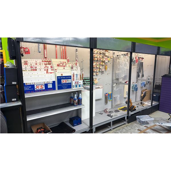 CABINET WALL OF ASSORTED R/C & MODEL CAR ACCESSORIES *MUST TAKE ALL - RACKS NOT INCLUDED*