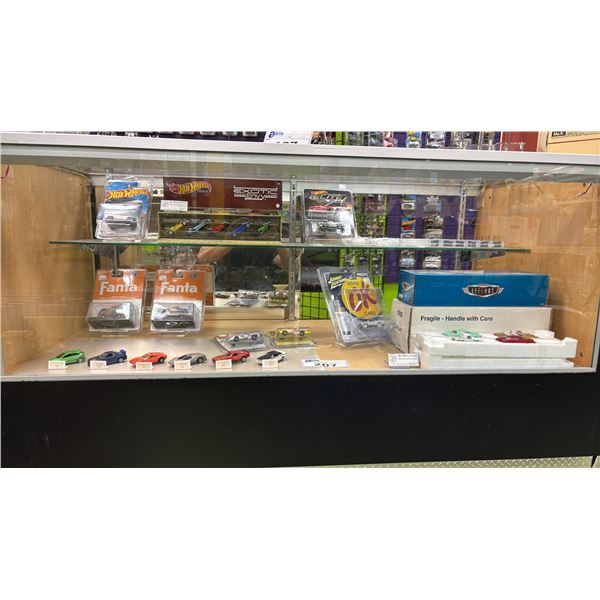CONTENTS OF SHOWCASE INCLUDING; SCALE MODEL CARS, MODEL CAR PARTS & MORE *SHOWCASE NOT INCLUDED*