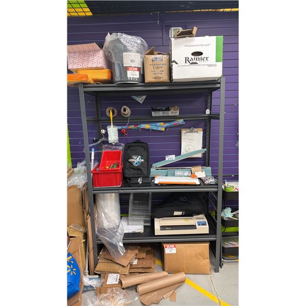 CONTENTS OF RACK INCLUDING; U-LINE SEALING MACHINE, LAMINATOR, MISCELLANEOUS ITEMS ON & UNDER SHELF