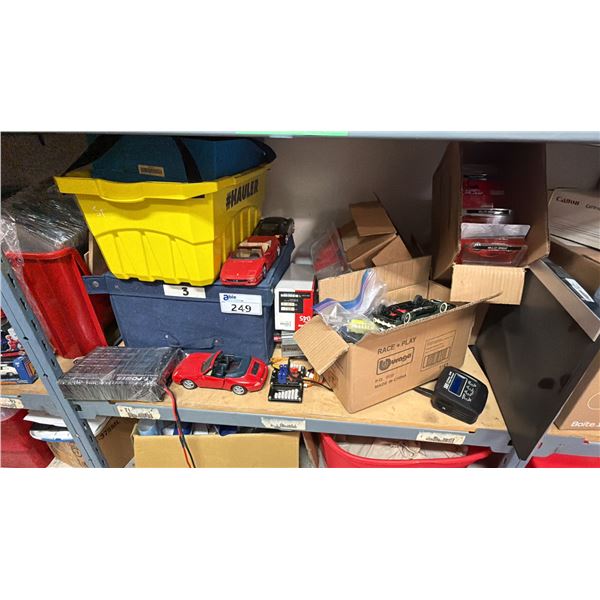 SHELF OF ASSORTED TOYS, MODEL CARS & MORE