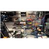 Image 2 : MISCELLANEOUS ITEMS ON SHELVES INCLUDING; DOUBLE BANK RACK & 1 METRO RACK & HOT WHEELS DISPLAY