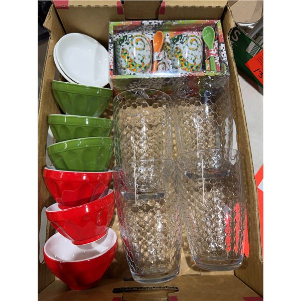 Glasses, bowls, etc.