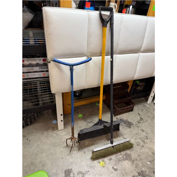 Shovel broom, and weed puller