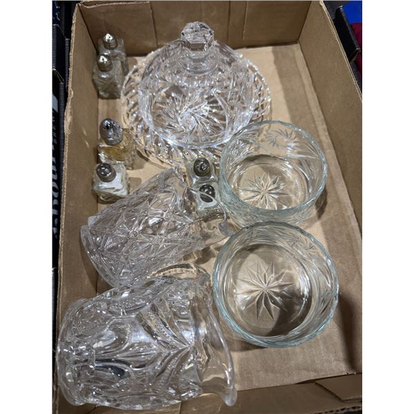 Crystal and salt and pepper shakers
